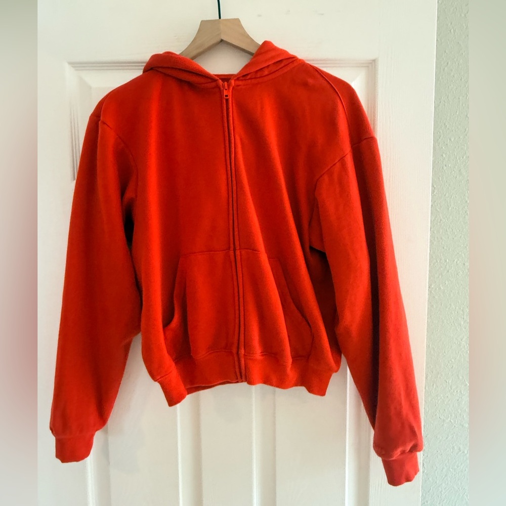 Skims cotton fleece classic zip up hoodie - s